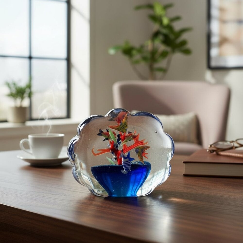 Hand-Blown Murano-Style Art Glass Aquarium Sculpture